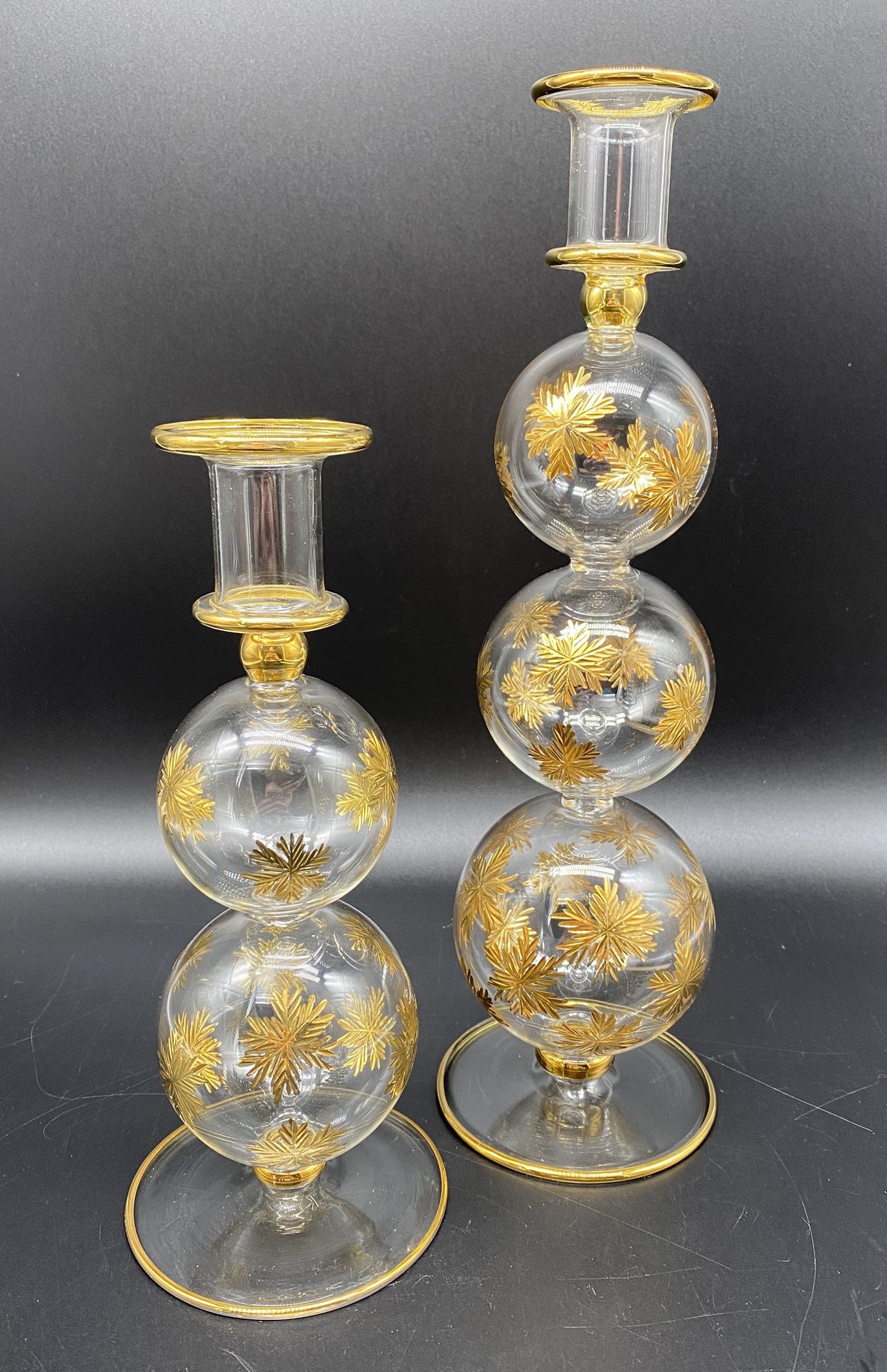 Gold Cut Snowflake Candle Holders