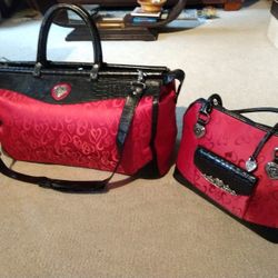 Beautiful Red with Black Trim Travel (2) Bag Set