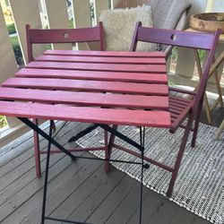 Red Wooden Bistro Table & Chair Set