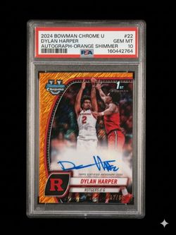 2024 BOWMAN CHROME UNIVERSITY AUTOGRAPH-ORANGE SHIMMER DYLAN HARPER