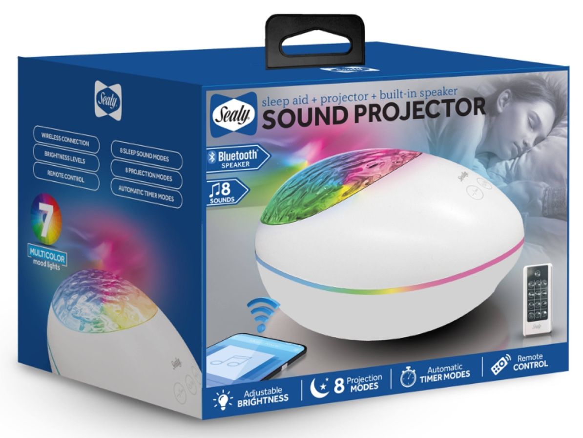 Sealy Sleep Aid Projector Built-In Speaker Sound Projector Bluetooth SN-113-WT #A25