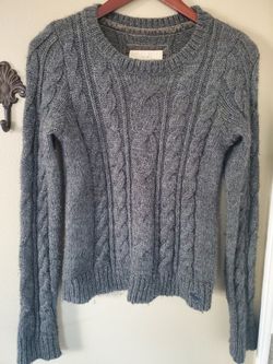 Abercrombie & Fitch Y2K Dark Gray Wool Blend Cable Knit Sweater, Women's Medium