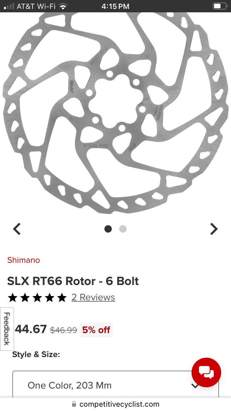 Shimano Disc Brake Rotor 6 Hole 203mm