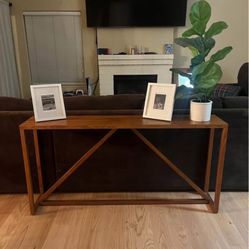 Modern Strut Wood Console Table Walnut Entryway Table by Blu Dot - 60” x 12” x 30”