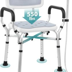 Shower Chair for Inside Shower, FSA/HSA Eligible 6-Height (550 lb) Shower Chair for Elderly and Disabled with Arms and Back, Shower Seats for Adults w