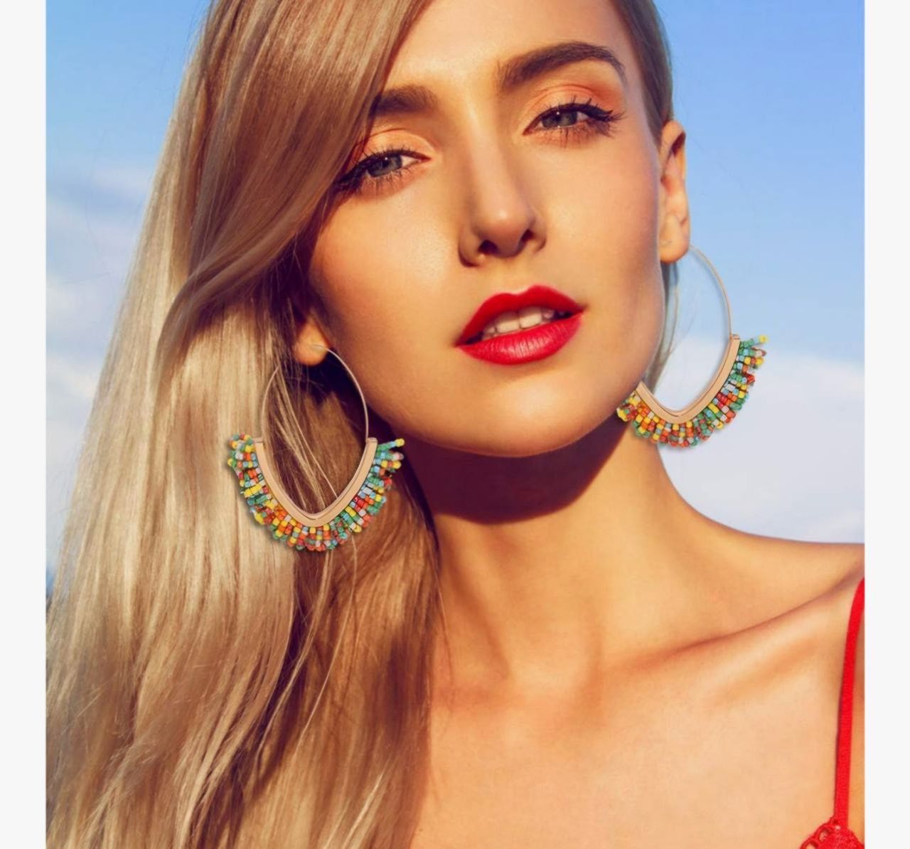 Beaded Dangle Earrings - Statement Drop Fringe Earrings, Boho Handmade Tassel Jewelry Gift for Women