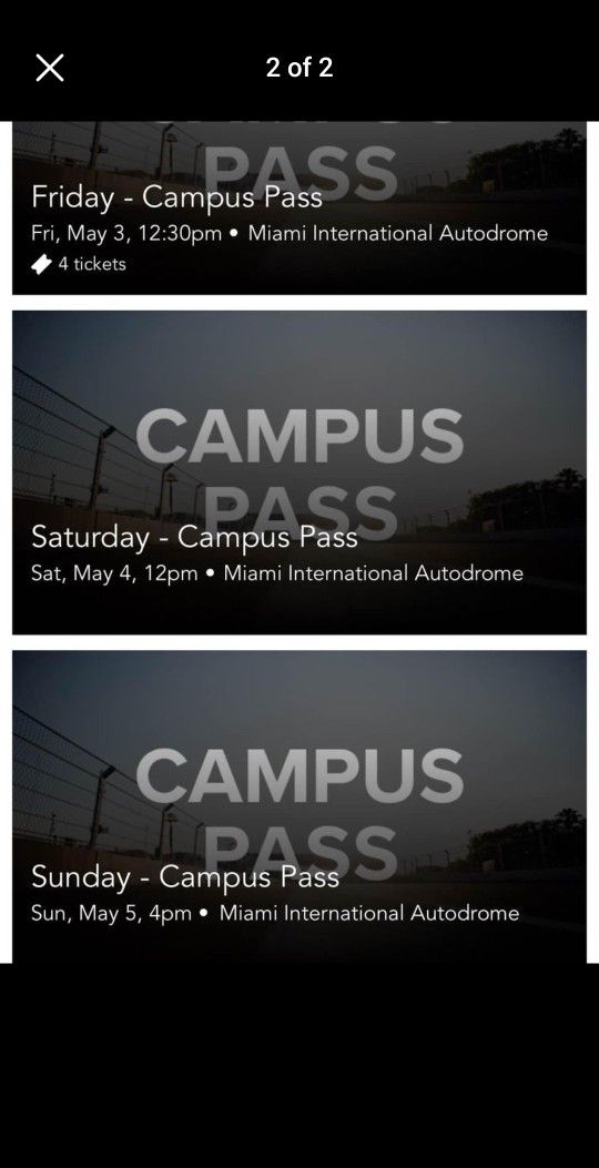 F1 FORMULA 1 CAMPUS PASS SATURDAY