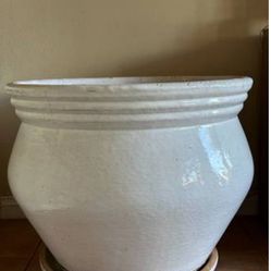 Large Glazed Ceramic Plant Pot w/ Matching Water Saucer: 23” Wide x 21”