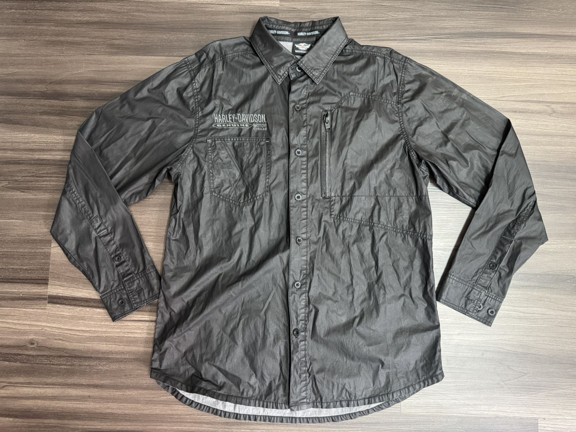 Harley-Davidson Coated Chambray Button Shirt Phantom Black 96101-16VM Men’s Large