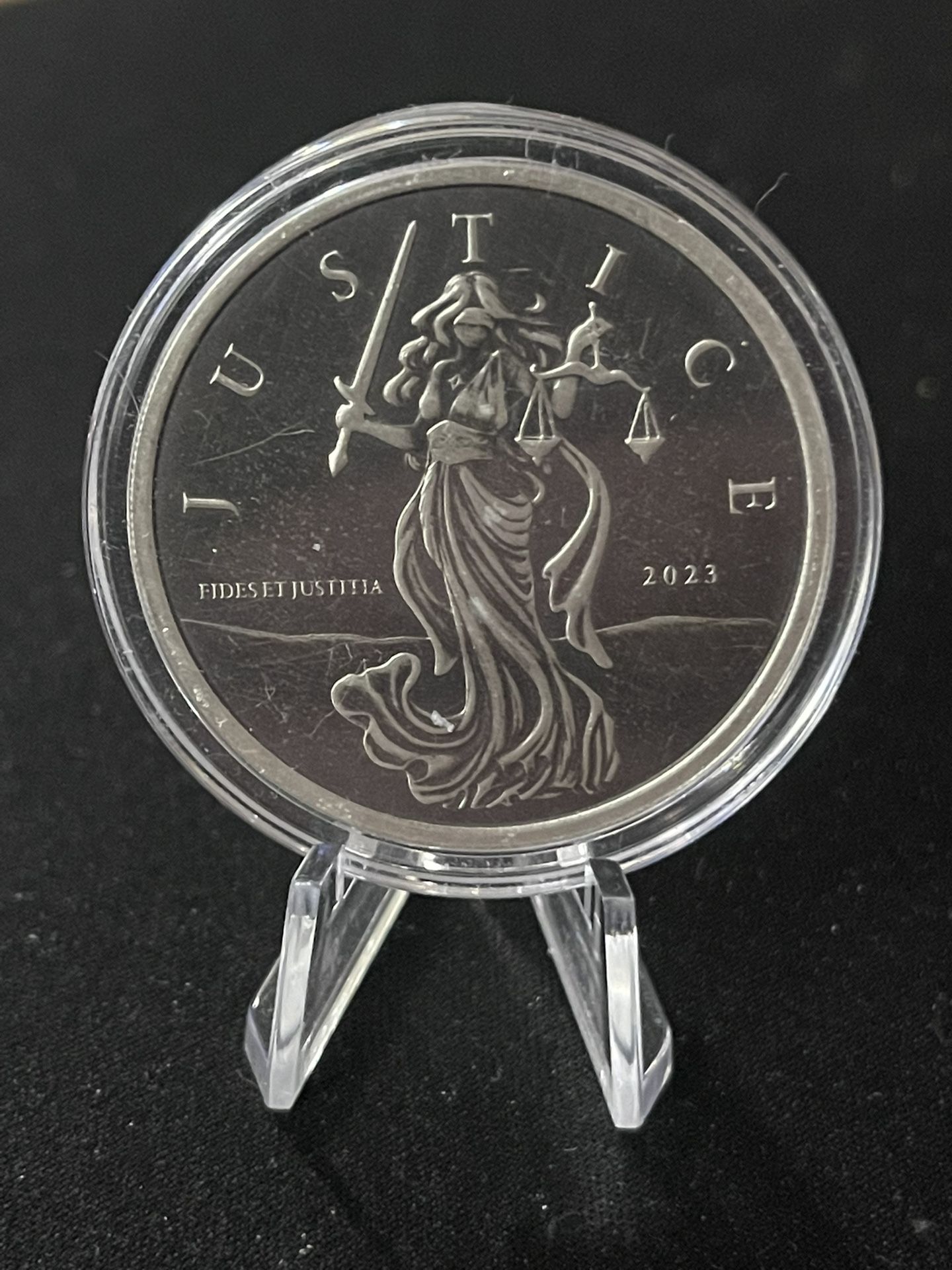2023 Gibraltar Lady Justice 1oz Antiqued Silver Coin