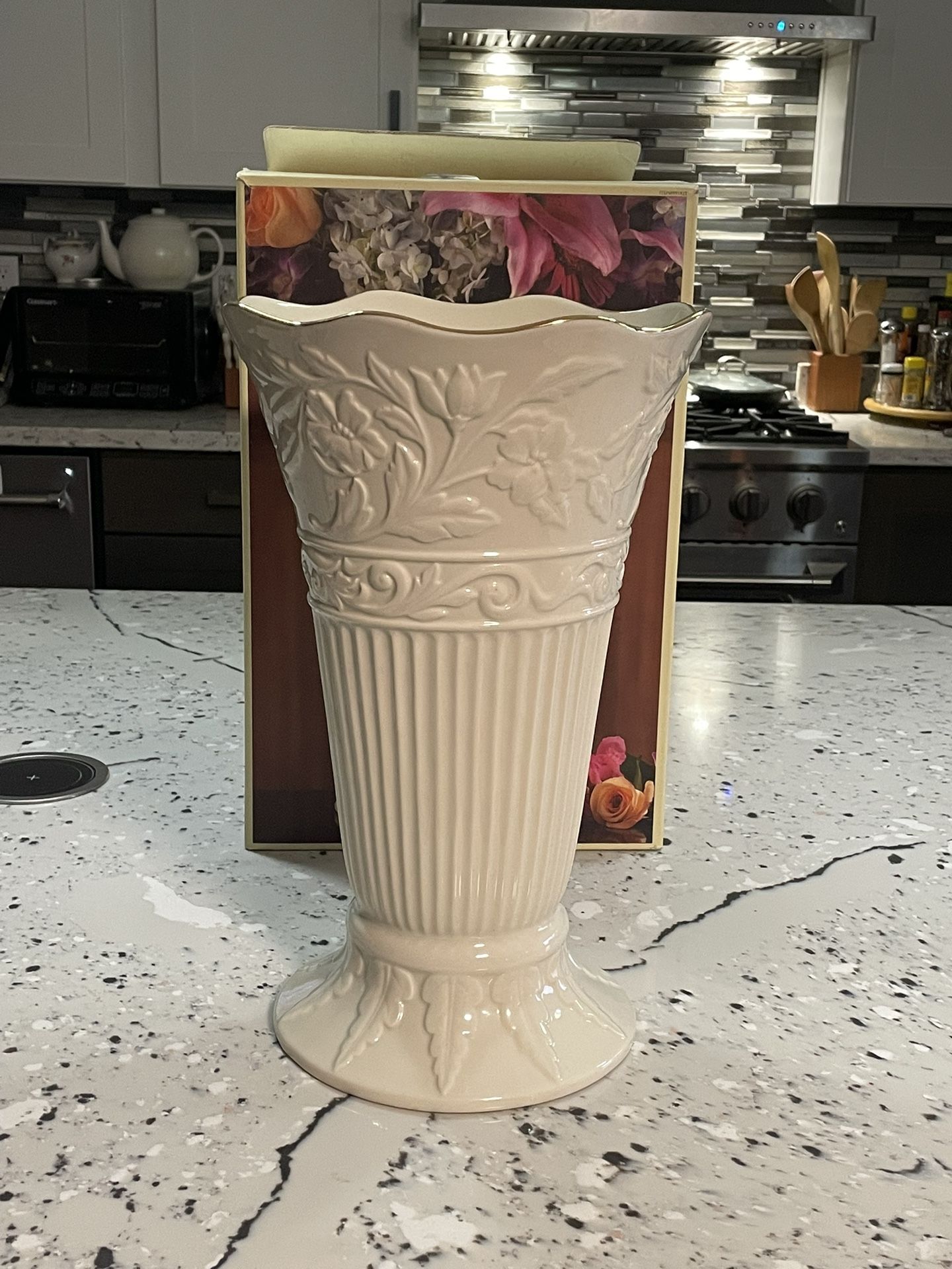 Lenox Vase - Large With Gold Rim - 16” Tall