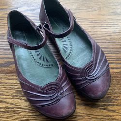 Kalso Earth 6.5 B Women’s Dark Purple Plum Leather Maryjane Flats Shoes