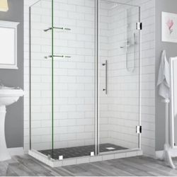 Aston Bromley GS 72" High x 60" Wide x 34" Deep Hinged Frameless Shower Enclosure with 26" Door Width and Clear Glass