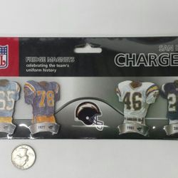 LA Chargers Football Uniform History Magnet Set