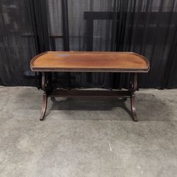 Traditional Brown Wood Console Table with Tray Top