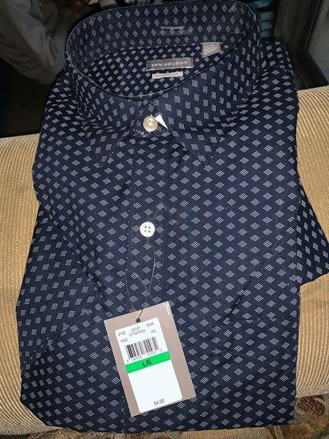 I have 2 brand new van heusen wrinkle free classic fit color shirts button up size Lg