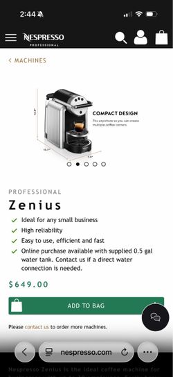 Nespresso Professional Zenius Coffee Machine