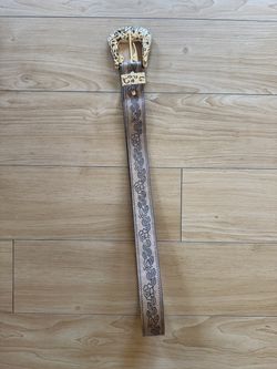 Brown and gold trim western theme belt