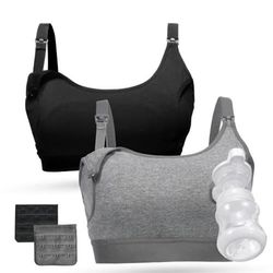 Momcozy Pumping & Nursing Bra In One Hands-Free 2-Pack All Day Wear XL