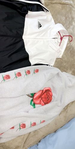 Obey Airbrushed Rose grey hoodie , Adidas trio windbreaker