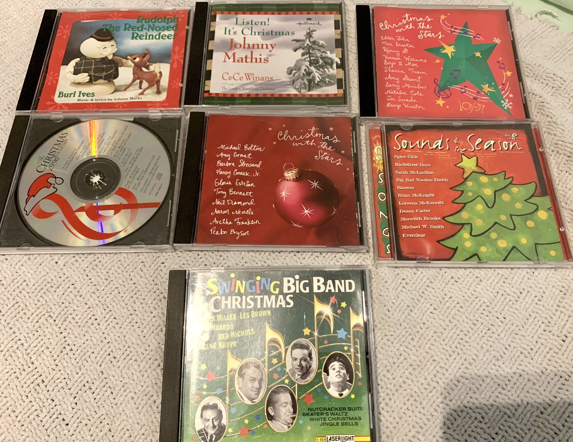 Set of 7 Christmas Holiday CD for Adults, w the Stars ‘95, ‘97, Dillards ‘96, And More