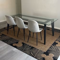 Crate & Barrel - 8 Person Glass Dining Table 