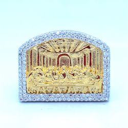 925 Sterling Silver Moissanite Last Supper Ring 14.40g 1.3CTW Size 10 200620/11