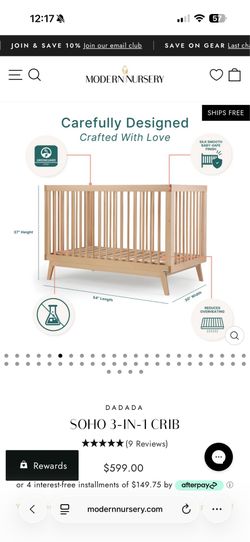 Crib, Toddler Rail & Mattress - Brand New