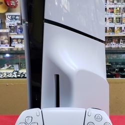 Sony PS5 Slim 1TB Disc Edition Video Game System with Controller & Plugs - Playstation 5 - White - Blu-Ray Edition - Working 