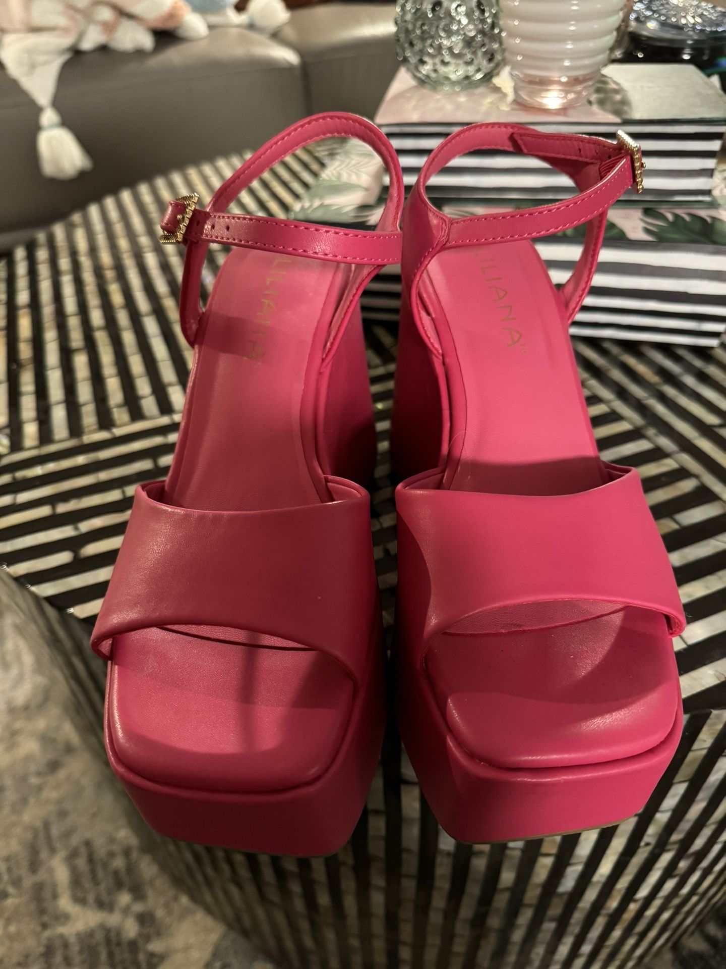 Hot Pink Platform Heels Sandals 