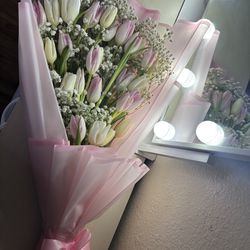 Pink and white tulip bouquet