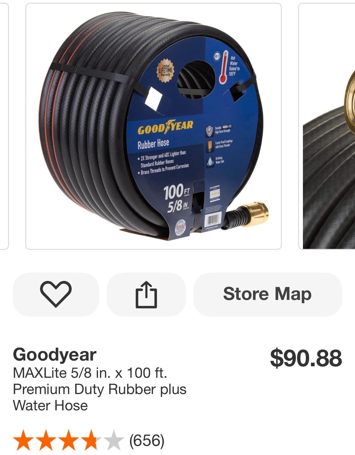Goodyear MAXLite 5/8 in. x 100 ft. Premium Duty Rubber plus Water Hose