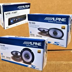 Alpine UTE-73BT Single Din Bluetooth Stereo 6 1/2" & 6"x9" 2-Way Coaxial S Series Package 🚨 Payment Options Available 🚨 No Credit Needed 🚨