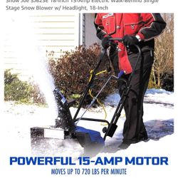 Snow Blower - Snow Joe SJ623E 18-Inch 15-Amp Electric Walk-Behind Single Stage Snow Blower w/ Headlight, 18-Inch