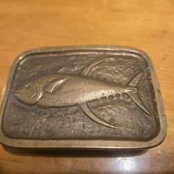 Vintage Yellowtail Tuna brass belt buckle