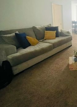 Living Spaces Lodge Oversized Grey Sofa, Deep Seating, Includes Gray Pillows