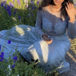 Silver Sheer Mermaid Prom Dress