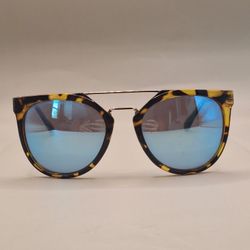 Diane Von Furstenberg Tortoise Shell Sunglasses with Blue Lenses
