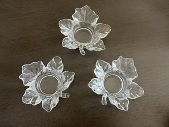 Glass Leaf Tea light Candle Holder Votive 