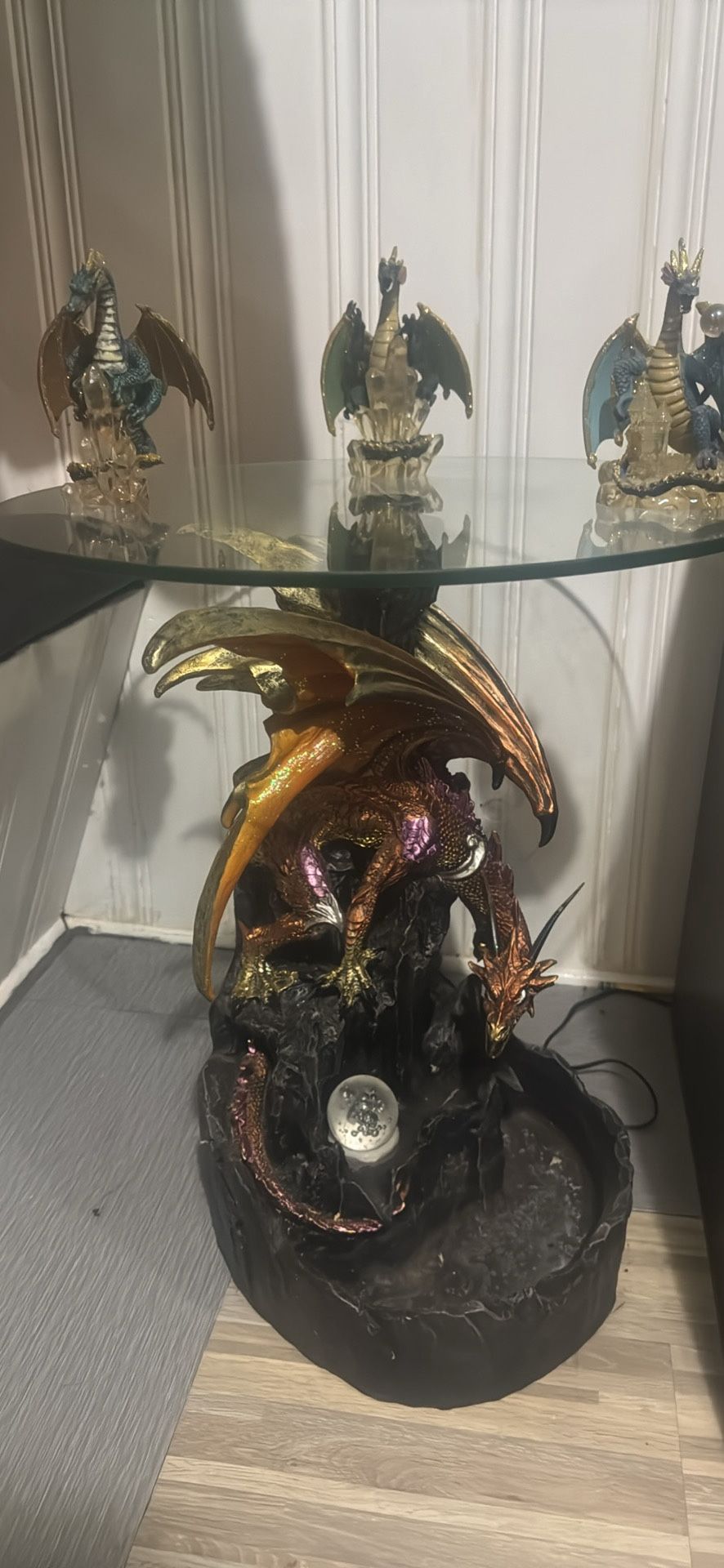 Dragon table with waterfall