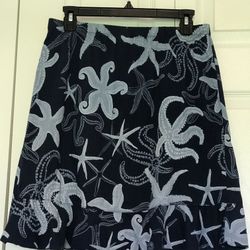 Ladies Coastal Starfish Skirt Navy Medium 