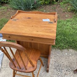 Antique Child Desk And Chair
