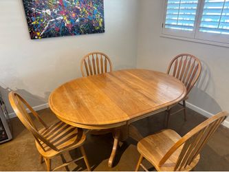 Solid Wood Dining Table w/ 4 Chairs
