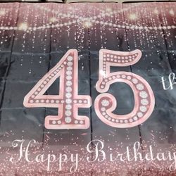 Happy 45TH Birthday 5 1/2 x 3 1/2 Ft Banner NEW 