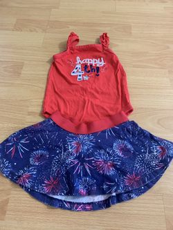 4th Of July Baby Girl Bodysuit And Skirt