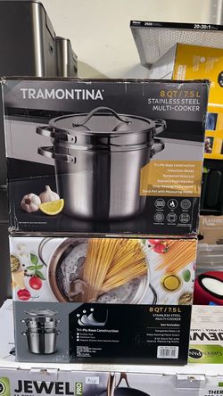 Tramontina 8-Quart Stainless Steel Tri-ply Base Multicooker with Pasta Insert