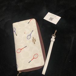 Off-White Coach Wallet With Tennis Racket Print