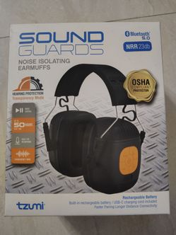 Tzumi Sound Guards Noise Isolating Earmuffs Hearing Protection Bluetooth 5.0