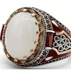 Men’s Vintage Zircon Ring , Classic Style Oval Shape Stone WithSilverRing OnSale Size 10