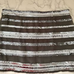 Metallic Sequin Striped Mini Skirt  Medium 